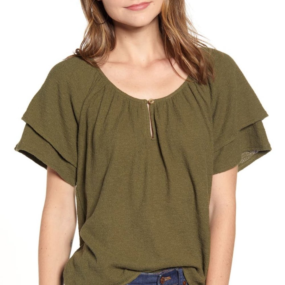 NWT Madewell Texture & Thread Tiered Sleeve Top S